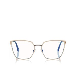 Óptico Tom Ford Blue Block Soft Square Mujer Negras Blancas | 379-EHDSVM
