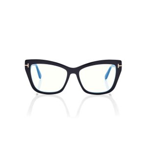 Óptico Tom Ford Blue Block Square Cat Eye Mujer Negras | 453-NOZYDF
