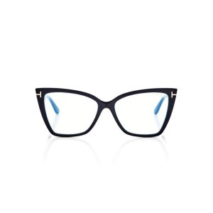 Óptico Tom Ford Blue Block Square Cat Eye Mujer Negras Marrones | 769-IHUDAF