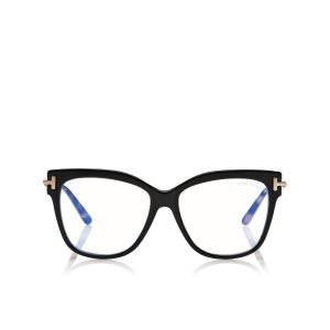 Óptico Tom Ford Blue Block Square Shape Mujer Negras Marrones | 193-ZUJAXH